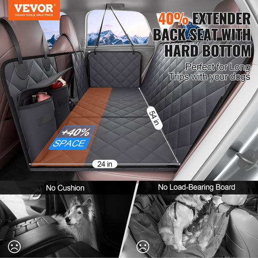 54 X 24 Dog Car Seat Cover for Back Seat, Waterproof Back Seat Extender for Dogs with Hard Bottom, Easy to Use and Clean
