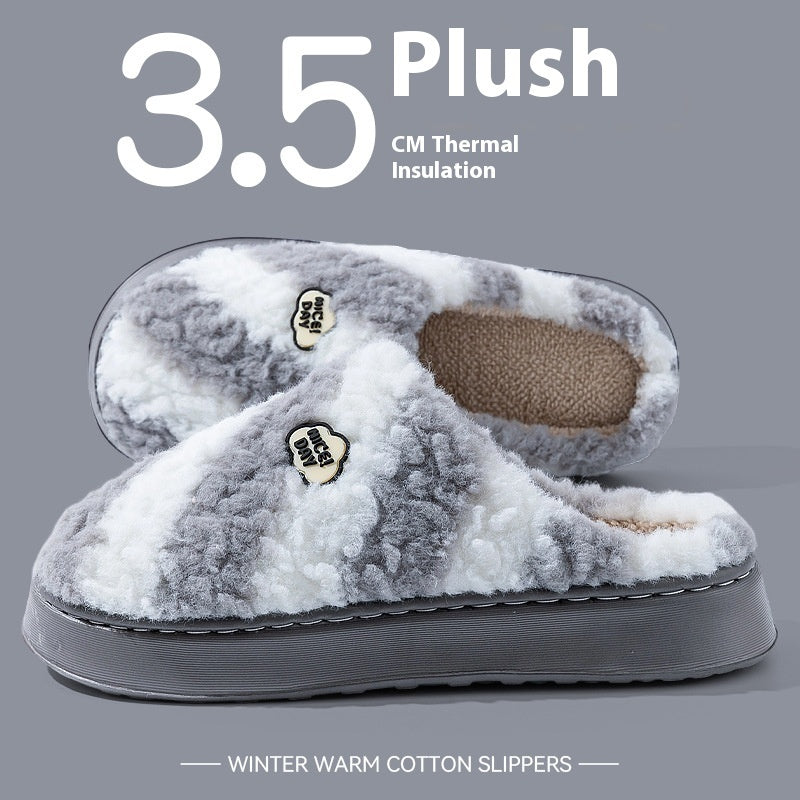 Women's Warm Non-slip Mute Velvet Cotton Slippers